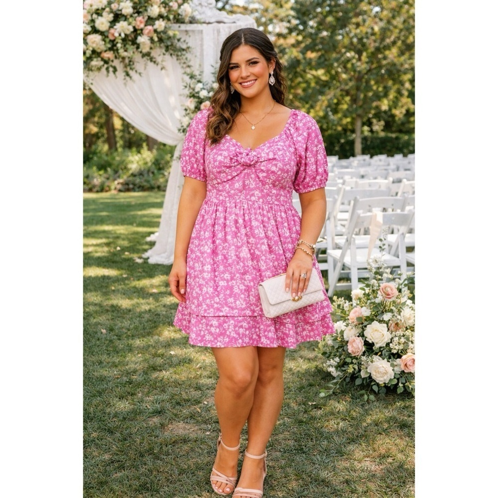 LC Lauren Conrad Pink Floral Babydoll Dress